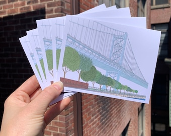 Ben Franklin Bridge/Race St Pier Greeting Card, Philadelphia Notecard, Philly Greeting Card, Philly Art, Philly Lover Gift, Philly Drawing