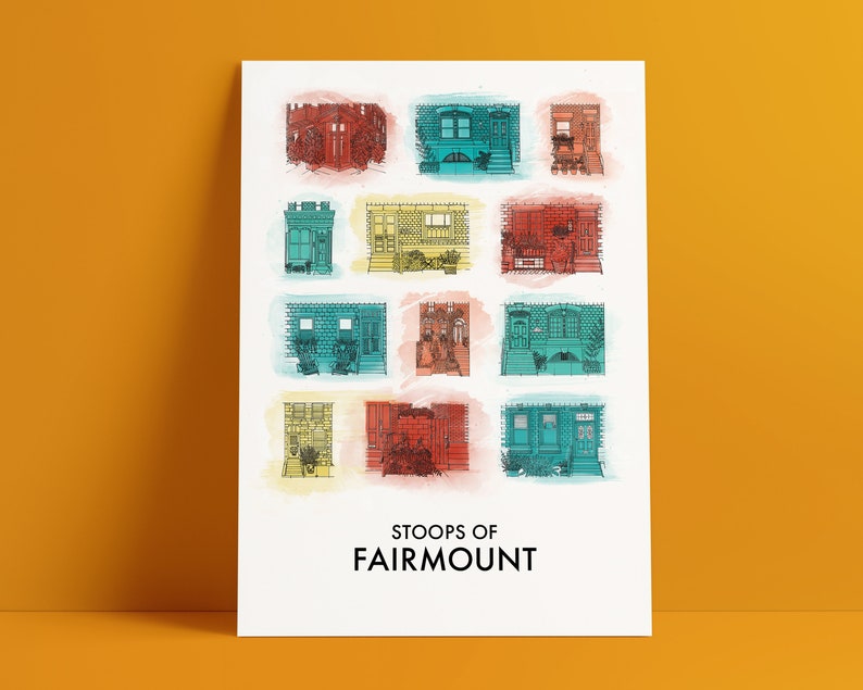 Stoops of Fairmount Posters, 11x17 Fairmount Poster, Fairmount Philadelphia Poster, Philadelphia Art, Fairmount Art, Philly Lover Gift, Art image 5