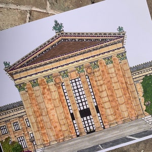 Philadelphia Museum of Art, 8x10 Philly Print, Philly Art Museum, Art Museum Drawing, Fairmount Philly, Philly Art, Art Print, Rocky Steps image 2