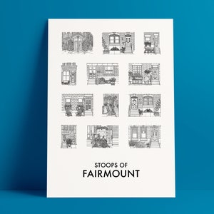 Stoops of Fairmount Posters, 11x17 Fairmount Poster, Fairmount Philadelphia Poster, Philadelphia Art, Fairmount Art, Philly Lover Gift, Art image 2