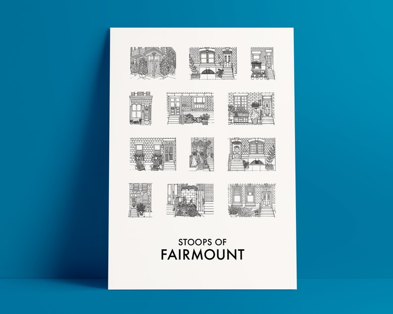 Stoops of Fairmount Posters, 11x17 Fairmount Poster, Fairmount Philadelphia Poster, Philadelphia Art, Fairmount Art, Philly Lover Gift, Art image 2