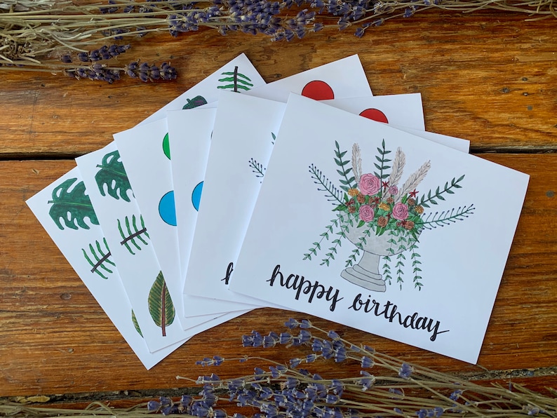 Handmade Happy Birthday Card, Birthday Card Pack Set, Birthday Card Stationary, Balloon Birthday Card, Handmade Card, Birthday Gift Idea Mixed 6-Pack