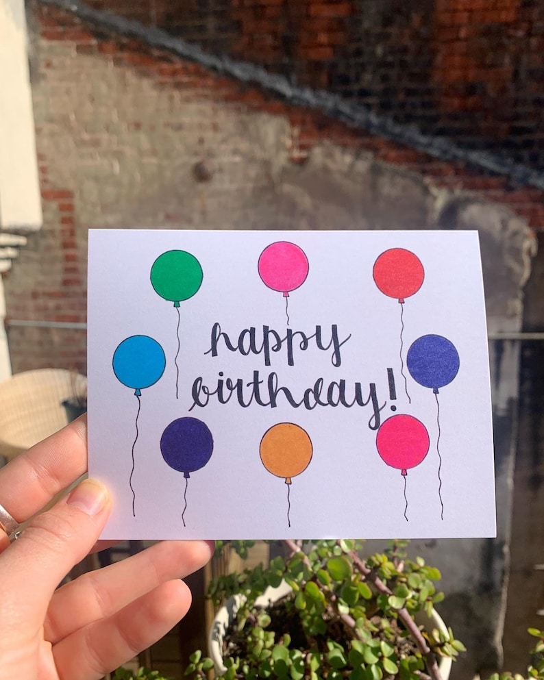 Carte de joyeux anniversaire faite à la main, ensemble de cartes d'anniversaire, carte d'anniversaire stationnaire, carte d'anniversaire de ballon, carte faite à la main, idée de cadeau d'anniversaire Single Card