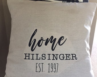 Personalized pillow cover, home pillow, farmhouse (pillow cover only)