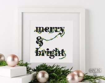 Merry & Bright - Cross Stitch Pattern PDF, Holiday Cross Stitch, Christmas Cross Stitch, holiday, gift, needlework, xstitch, cross-stitch,