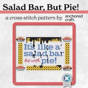 Salad Bar, But Pie! - A Supernatural Inspired Cross Stitch Pattern, cross stitch, Supernatural, Impala, Winchester, SPN, PDF Pattern