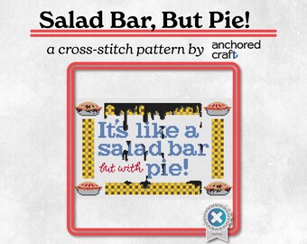 Salad Bar, But Pie! - A Supernatural Inspired Cross Stitch Pattern, cross stitch, Supernatural, Impala, Winchester, SPN, PDF Pattern