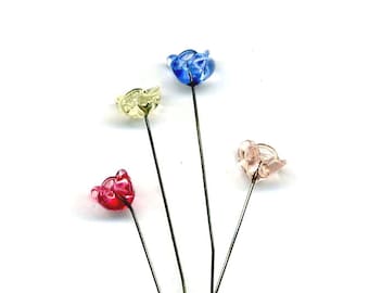 Blumen-Myosotis Glas auf Stange metallisch-verschiedene Farben: Rosa, hellrosa, blau, Daffodil.