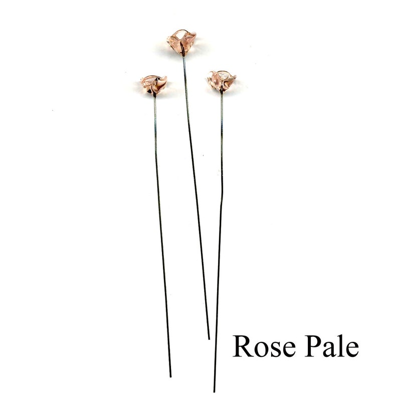 fleur myosotis en verre sur tige métal divers coloris: rose, rose pale, bleu, jonquille. Rose pale/Light Pink