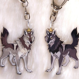 Royal Beasts: Loup - Canin - Chien - Chien - Loup-garou - Coyote - Porte-clés de charme acrylique - 2 pouces Double Face