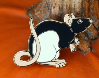 Standing Black Rat - hard enamel pin - Little Companion series