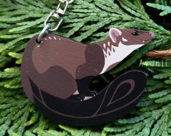 Beech Marten - Wooden Charm - 2 inch keychain