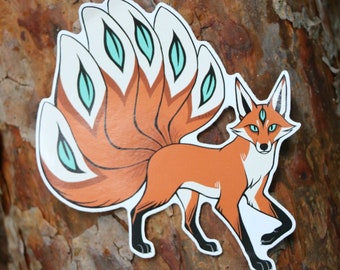Kitsune - Japanese Tailed Fox - Large Vinyl Sticker