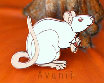 Standing Albino Rat - hard enamel pin - Little Companion series