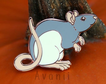 Standing Grey Rat - hard enamel pin - Little Companion series