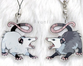 Screaming Possum Acrylic Charm - Opossum - Marsupial - American animal - Rat - Coyote - Keychain - 2 inch Double Sided