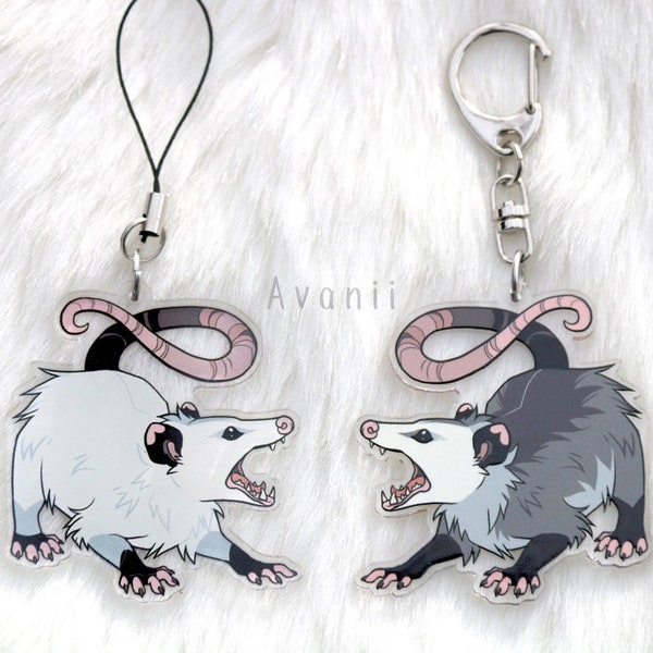 Screaming Possum Acrylic Charm - Virginia Opossum - Marsupial - American animal - Rat - Coyote - Keychain - 2 inch Double Sided