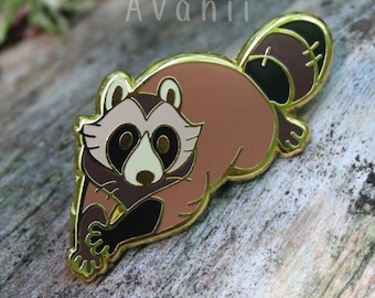 Tanuki - hard enamel pin - raccoon dog - trash panda - lapel pin - gold metal - cute animal