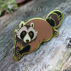 Tanuki - hard enamel pin - raccoon dog - trash panda - lapel pin - gold metal - cute animal