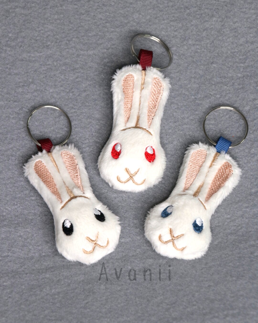 Plush Keychain: White Rabbit, Albino Bunny Charm - Etsy