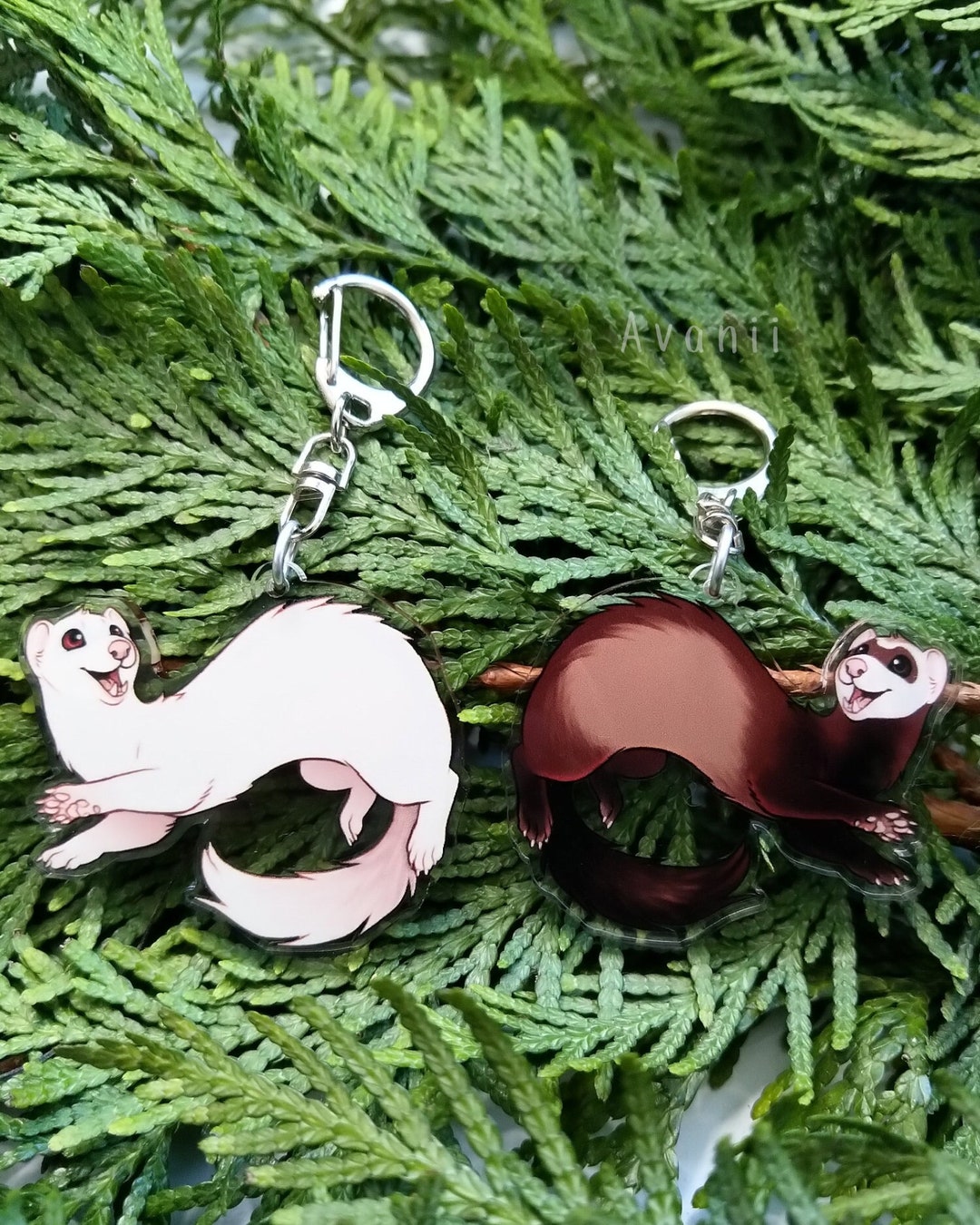 Ferret Sable and Albino Acrylic Charm 2 Inch Double Sided Keychain Etsy