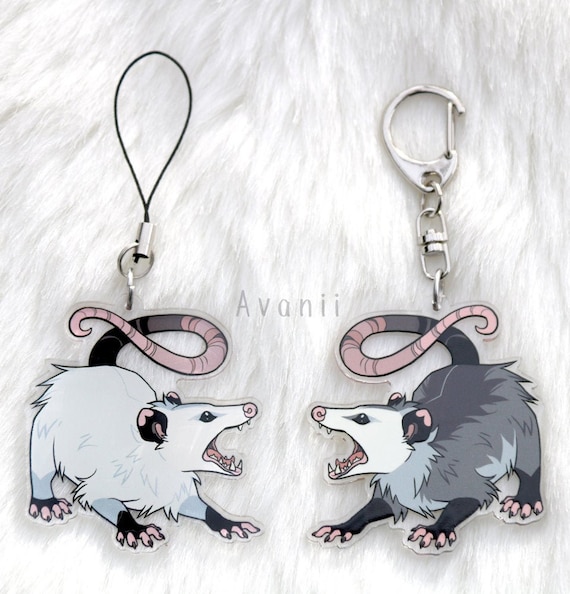 Screaming Possum Acrylic Charm Virginia Opossum Marsupial American animal Rat Coyote Keychain 2 inch Double Sided