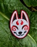 Spiral Kitsune Mask / Japanese Fox - Embroidered Iron-on Patch 