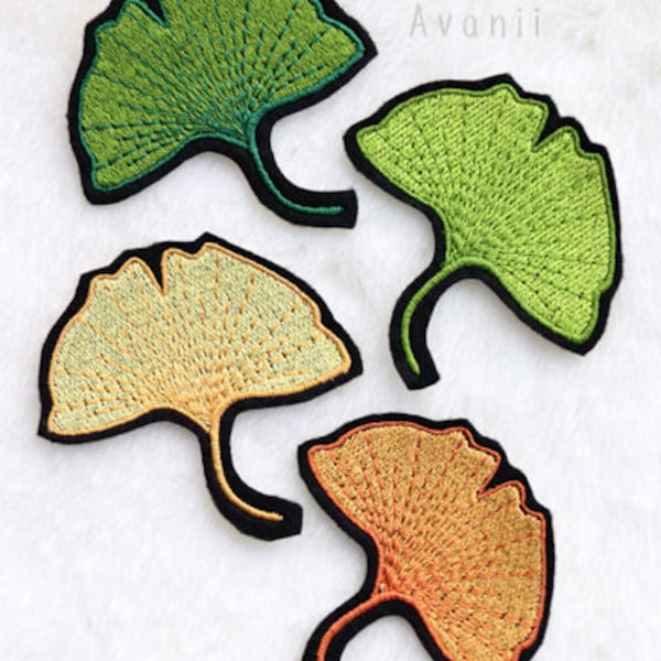 Ginkgo Leaf - Embroidered Iron-on Patch