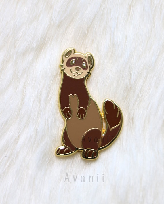 Wildlife Ferret pin badge Stoat Weasel Metal Enamel. Pet