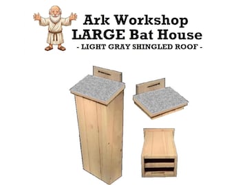 Large Cedar Bat House: Shingled Roof, Natural Insect Control - LIGHT GRAY