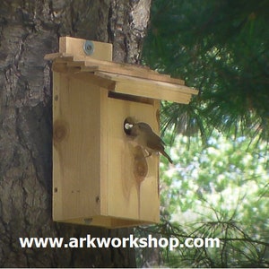 Ark Workshop WREN House Cedar Shelter Box Home for wrens, TACK, SLAT roof image 3