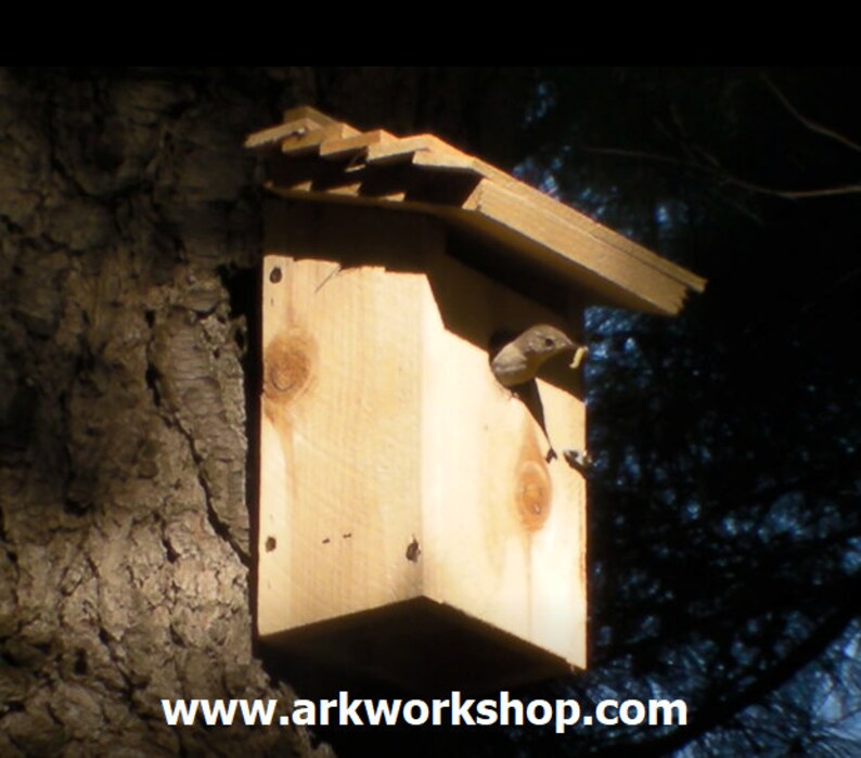 Ark Workshop WREN House Cedar Shelter Box Home for wrens, TACK, SLAT roof image 6