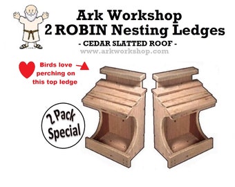 Ark Workshop 2 PACK Cedar Robin House Nesting Ledge Shelf Platform also for Doves & Finches