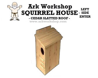 Ark Workshop Squirrel House cedar shelter box home with LEFT SIDE entrance