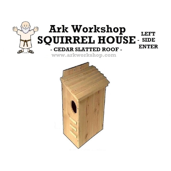 Ark Workshop Squirrel House cedar shelter box home with LEFT SIDE entrance