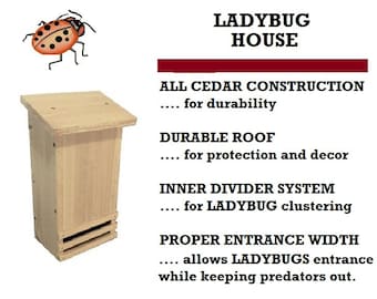 Ark Workshop Ladybug House cedar shelter box for lady bugs and garden insect aphid control
