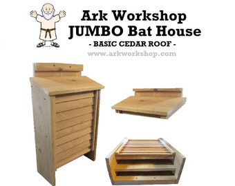 Ark Workshop JUMBO Basic Cedar Roof Bat House shelter box proven for bat success and natural insect mosquito control BSC