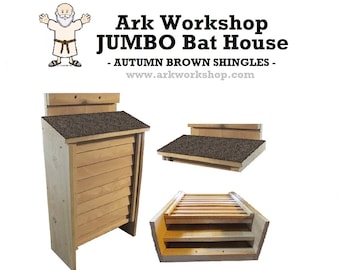 Ark Workshop JUMBO Shingled Bat House shelter box proven for bat success and natural insect mosquito control A BRW