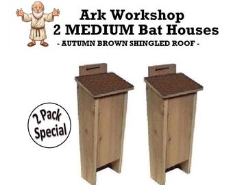 Shingled Bat House 2 PACK: Medium Cedar Shelter - AUTUMN BROWN