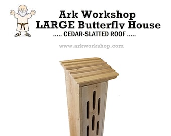 Cedar Butterfly House: Slatted Roof, Free Anchor Stake