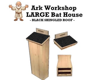 Large Cedar Bat House: Shingled Roof, Natural Insect Control - BLACK