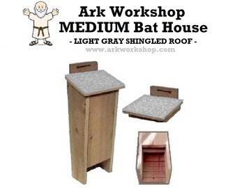 Ark Workshop MEDIUM Shingled Bat House shelter box proven for bat success and natural insect mosquito control LGRAY