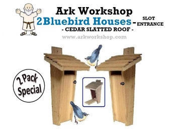 Ark Workshop 2 PACK Slot Entrance Cedar BLUEBIRD HOUSE box.  It works! see pics. New