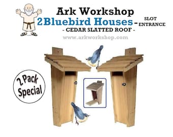 2 PACK Cedar Bluebird House: Slot Entrance Nesting Box