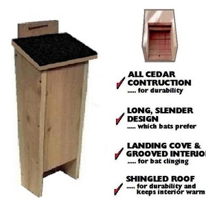 Ark Workshop MEDIUM Shingled Bat House shelter box proven for bat success and natural insect mosquito control BLK image 2