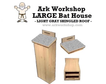 Ark Workshop LARGE Shingled Bat House shelter box proven for bat success and natural insect mosquito control LGRAY