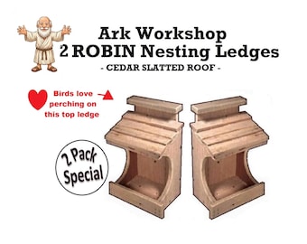 2-Pack Cedar Robin Nesting Ledge: Open Platform Birdhouse
