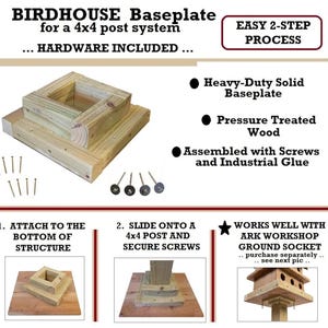 Birdhouse Base Plate for 4x4 Post: Pressure Treated Wood