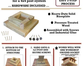 Birdhouse Base Plate for 4x4 Post: Pressure Treated Wood