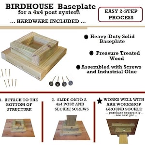 Birdhouse Base Plate for 4x4 Post: Pressure Treated Wood